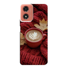 Чехол с уникальным дизайном «Осень с кофе» для Motorola MOTO G04 – Кофе на пледе