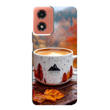 Чехол с уникальным дизайном «Осень с кофе» для Motorola MOTO G04 – Кофе на природе