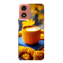 Чехол с уникальным дизайном «Осень с кофе» для Motorola MOTO G04 – Кофе с жёлтым