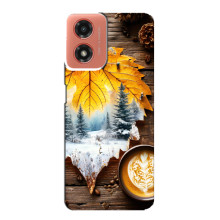 Чехол с уникальным дизайном «Осень с кофе» для Motorola MOTO G04 – Осенне-зимнее кофе