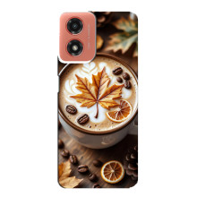 Чехол с уникальным дизайном «Осень с кофе» для Motorola MOTO G04 – Пряный кофе