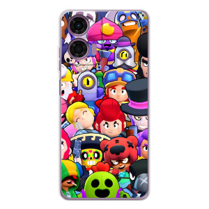 Силиконовый Чехол на Motorola MOTO G04 с картинкой Brawl Stars (Персонажи)