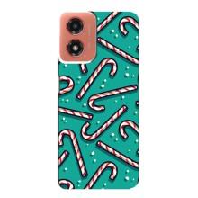 Силиконовый бампер на рождество для Motorola MOTO G04 (Леденцы)