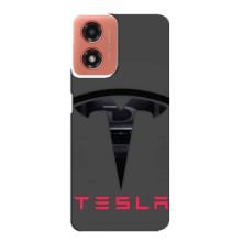 Силиконовый бампер с картинкой машины на Motorola MOTO G04 – Logo TESLA