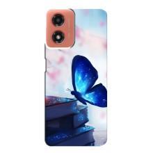 Силиконовый бампер с картинкой животных для Motorola MOTO G04 (Бабочка синяя)