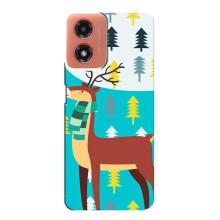 Силиконовый бампер с картинкой животных для Motorola MOTO G04 (Олень с шарфом)