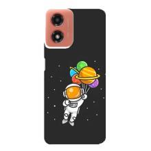 Силіконовый Чохол з принтом "Космонавти" на Motorola MOTO G04 – Космонавт з кульками