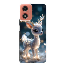 Яркий чехол для Motorola MOTO G04 с Зимними Оленятами (Блистающий оленёнок)