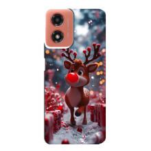 Яркий чехол для Motorola MOTO G04 с Зимними Оленятами (Олень среди подарков)