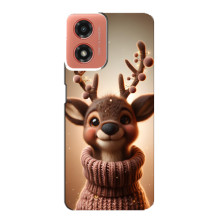 Яркий чехол для Motorola MOTO G04 с Зимними Оленятами (Олень в свитере)