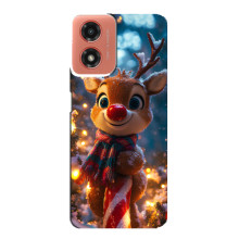Яркий чехол для Motorola MOTO G04 с Зимними Оленятами (Олень в шарфе)