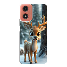 Яркий чехол для Motorola MOTO G04 с Зимними Оленятами (Оленёнок в лесу)