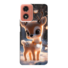 Яркий чехол для Motorola MOTO G04 с Зимними Оленятами (Оленёнок)
