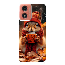 Печатный чехол «Зверята с кофе» для Motorola MOTO G04 – Белка с кофе