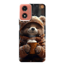 Печатный чехол «Зверята с кофе» для Motorola MOTO G04 – Мишка с кофе