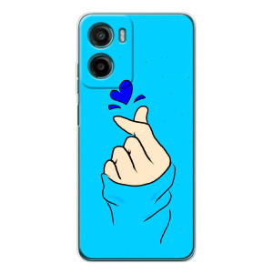 Чехлы (Знак сердечка) на Motorola Moto G05 – Сердце на синем