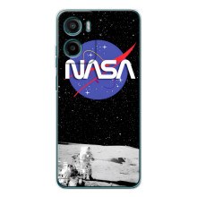 Силиконовый бампер с принтом "Наса" на Motorola Moto G05 (Nasa на луне)