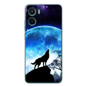 Чехол с Волком на Motorola Moto G05 – Воет на луну