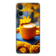 Чехол с уникальным дизайном «Осень с кофе» для Motorola Moto G05 – Кофе с жёлтым