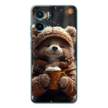 Печатный чехол «Зверята с кофе» для Motorola Moto G05 – Мишка с кофе