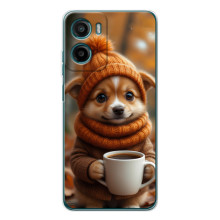 Печатный чехол «Зверята с кофе» для Motorola Moto G05 – Песик с кофе