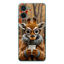 Печатный чехол «Зверята с кофе» для Motorola Moto G05 – Жираф с кофе
