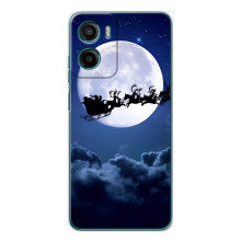 Новогодние Чехлы для Мооторола Мото G06 Пауэр (VPrint) (Санта - луна)