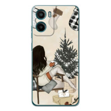 Рождественские, Праздничные Чехлы для Мооторола Мото G06 Пауэр – Девушка с елкой