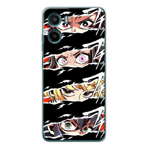 Силіконові чохлі з очіма Anime для Motorola Moto G06 Power – Очі на чорному
