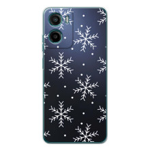 Зимние Чехлы для Мооторола Мото G06 Пауэр - прозрачный фон (Белые снежинки)