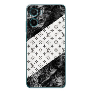 Чехол Стиль Louis Vuitton на Motorola Moto G06 – LV на белом