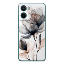 Чехол с цветочным принтом на Мо foretoldого Мото Г06 (Цветы на белом)