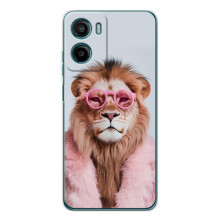 Чехол с принтом стильные животные для Мо foretoldого Мото Г06 (Лев в очках)