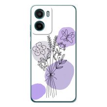 Силиконовый чехол с принтом в цветах на Motorola Moto G06 (Фиолетовый букет)