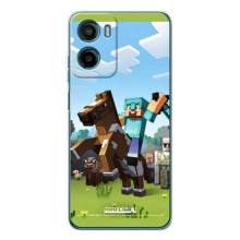 Чехлы для Motorola Moto G06 (Персонажи Майн Крафт) (На коне)