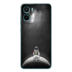 Силиконовый Чехол с принтом "Космонавты" на Motorola Moto G06 – Космонавт романтик