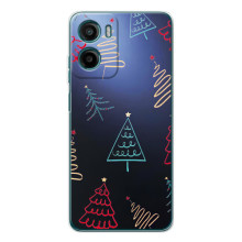 Зимние Чехлы для Мо foretoldого Мото Г06 - прозрачный фон (Рождественские елки)