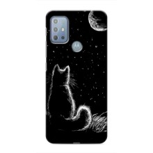 Чехол с принтом для Motorola MOTO G10 (AlphaPrint) Модные коты (Котик и луна)