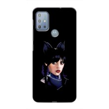 Чехлы Венсдей на Motorola MOTO G10 Уэнсдей (AlphaPrint) (серьезная Уэнздей)