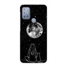 Чехол с рисунком кот на Motorola MOTO G10 (Девушка с котом)