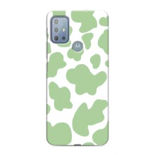 Чехол с принтом коровы на Мото G10 (Зеленый принт)