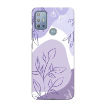 Силиконовый чехол с принтом в цветах на Motorola MOTO G10 – Фиолетовый дизайн