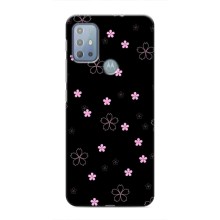 Чохол з розовим принтом для Motorola MOTO G10 (Рожеві квіти на чорному)