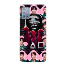 Чехол Гра в кальмара для Motorola MOTO G10 – Персонажи игры кальмара