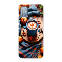 Чехол с уникальным дизайном «Осень с кофе» для Motorola MOTO G10 – Кофе и тыквы