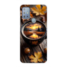 Чехол с уникальным дизайном «Осень с кофе» для Motorola MOTO G10 – Тёмный кофе