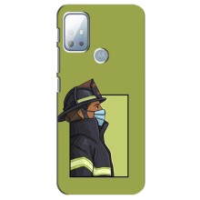Силиконовый бампер (Работники) на Motorola G10 (Пожарник)