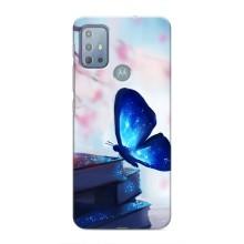 Силиконовый бампер с картинкой животных для Motorola MOTO G10 (Бабочка синяя)