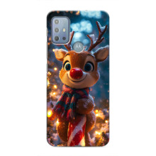 Яскравий чохол для Motorola MOTO G10 з Зимові Оленята – Олень з шарфом