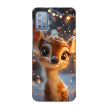 Яскравий чохол для Motorola MOTO G10 з Зимові Оленята – Оленятко серед герлянд